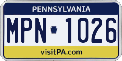 PA license plate MPN1026