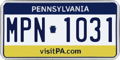 PA license plate MPN1031