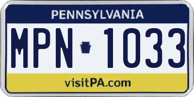 PA license plate MPN1033