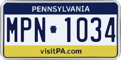 PA license plate MPN1034