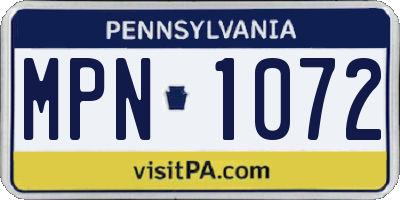 PA license plate MPN1072