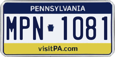 PA license plate MPN1081