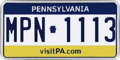PA license plate MPN1113