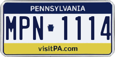 PA license plate MPN1114