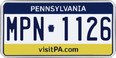 PA license plate MPN1126