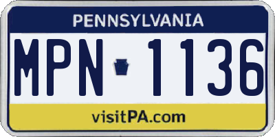 PA license plate MPN1136