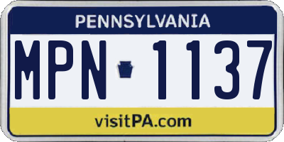 PA license plate MPN1137