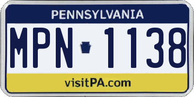 PA license plate MPN1138