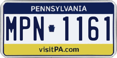 PA license plate MPN1161