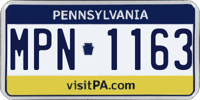PA license plate MPN1163