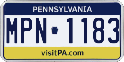PA license plate MPN1183