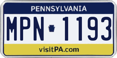 PA license plate MPN1193