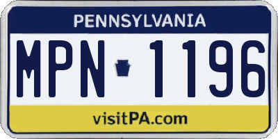 PA license plate MPN1196