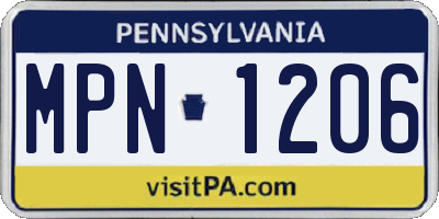 PA license plate MPN1206