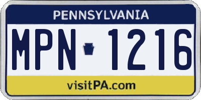 PA license plate MPN1216