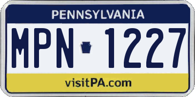 PA license plate MPN1227
