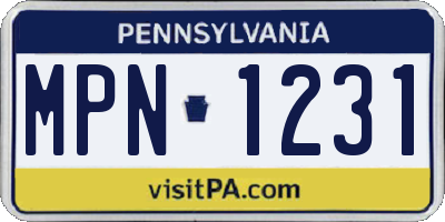 PA license plate MPN1231
