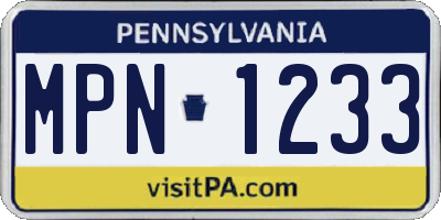 PA license plate MPN1233