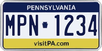 PA license plate MPN1234