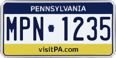 PA license plate MPN1235
