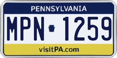 PA license plate MPN1259