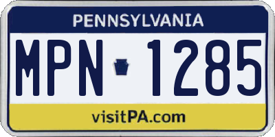 PA license plate MPN1285