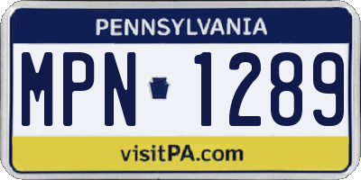 PA license plate MPN1289