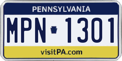 PA license plate MPN1301