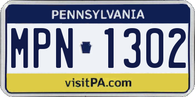 PA license plate MPN1302