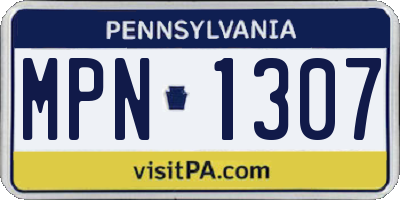 PA license plate MPN1307