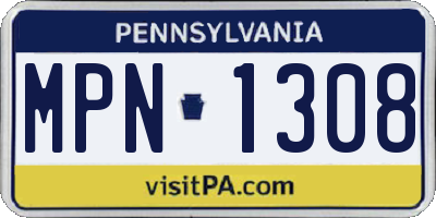 PA license plate MPN1308