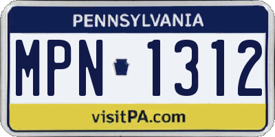PA license plate MPN1312