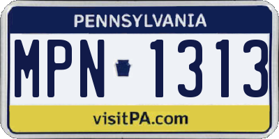 PA license plate MPN1313