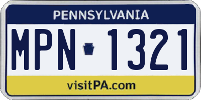 PA license plate MPN1321