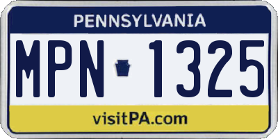 PA license plate MPN1325