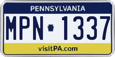 PA license plate MPN1337