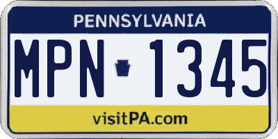 PA license plate MPN1345