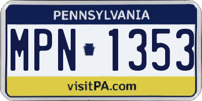 PA license plate MPN1353
