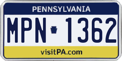 PA license plate MPN1362