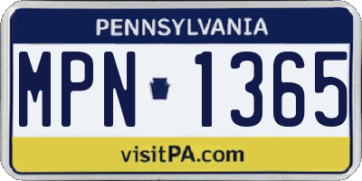 PA license plate MPN1365
