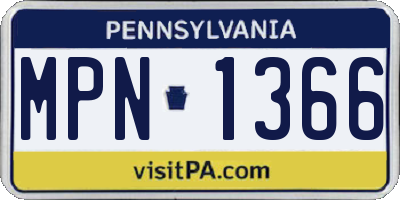 PA license plate MPN1366