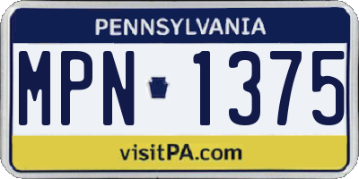 PA license plate MPN1375