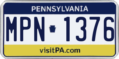 PA license plate MPN1376