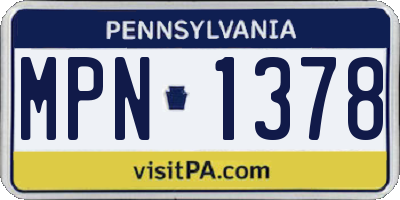 PA license plate MPN1378