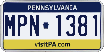 PA license plate MPN1381