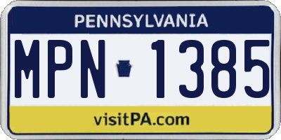 PA license plate MPN1385