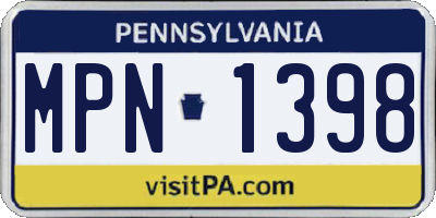 PA license plate MPN1398