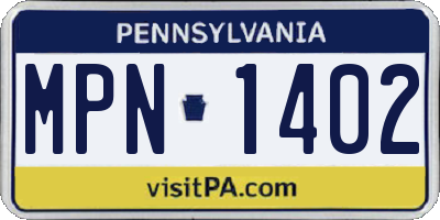 PA license plate MPN1402