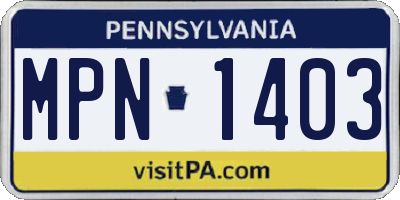 PA license plate MPN1403