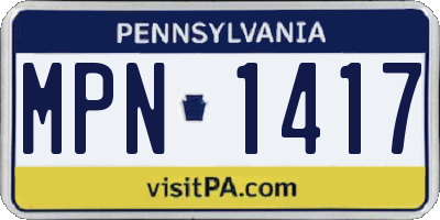 PA license plate MPN1417